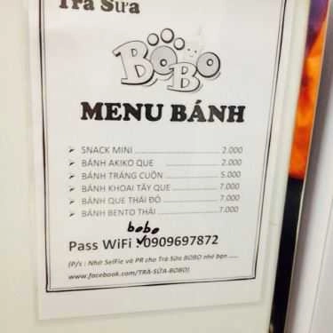 Tổng hợp- Cafe Trà Sữa Bobo - Bành Văn Trân