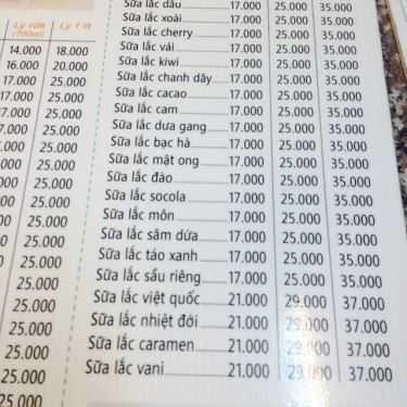 Thực đơn- Cafe Trà Sữa Bobo - Bành Văn Trân
