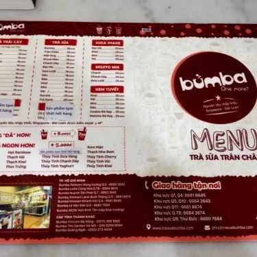 Thực đơn- Cafe Trà Sữa Bumba - Lotte Tân Bình
