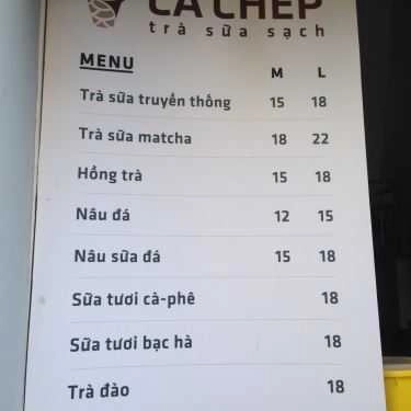 Thực đơn- Cafe Trà Sữa Cá Chép