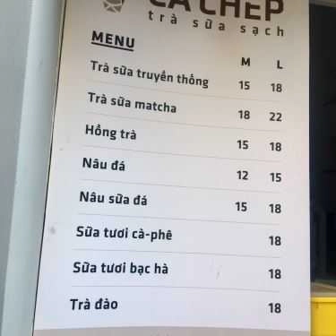 Thực đơn- Cafe Trà Sữa Cá Chép