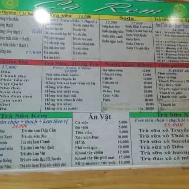 Thực đơn- Cafe Trà Sữa - Cà Rem, Kem Tự Chọn
