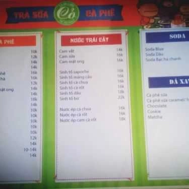 Thực đơn- Quán Cỏ - Cafe & Trà Sữa