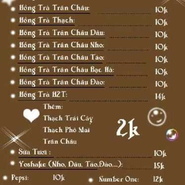 Thực đơn- Trà Sữa & Cafe H2t - Phan Văn Trị