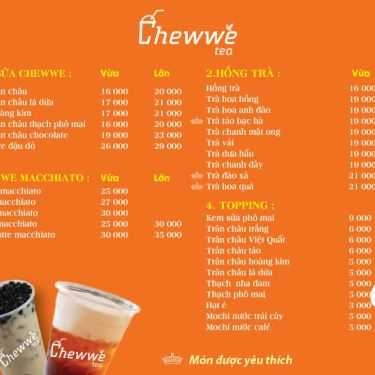 Thực đơn- Cafe Chewwe Tea - Trà Sữa