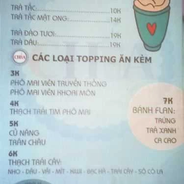 Thực đơn- Ăn vặt Trà Sữa Chia