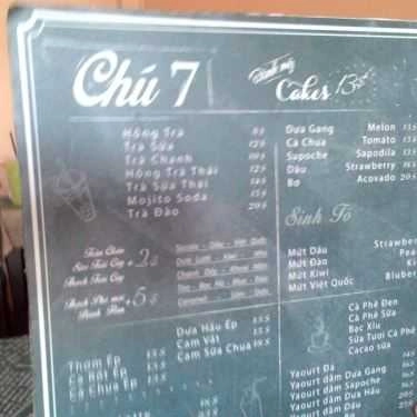 Thực đơn- Cafe Trà Sữa Chú 7 - Quốc Lộ 13
