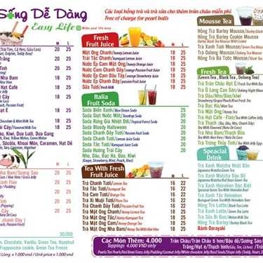 Thực đơn- Ăn vặt Trà Sữa Cuộc Sống Dễ Dàng - Nguyễn Văn Cừ