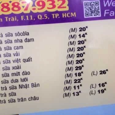 Thực đơn- Cafe Trà Sữa Da Vic - Minh Phụng