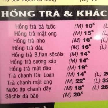 Thực đơn- Cafe Trà Sữa Da Vic - Minh Phụng