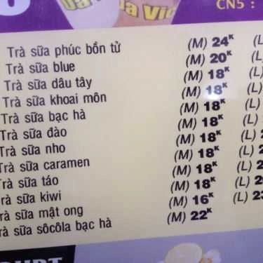 Thực đơn- Cafe Trà Sữa Da Vic - Minh Phụng