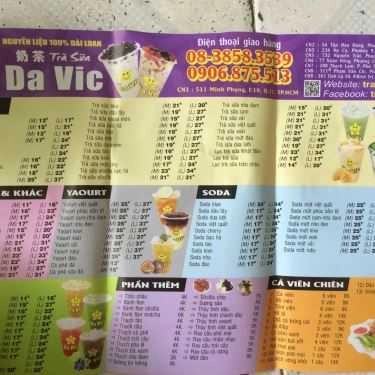 Thực đơn- Cafe Trà Sữa Da Vic - Minh Phụng