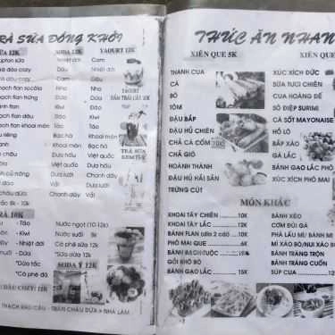 Thực đơn- Cafe Trà Sữa Đồng Khởi