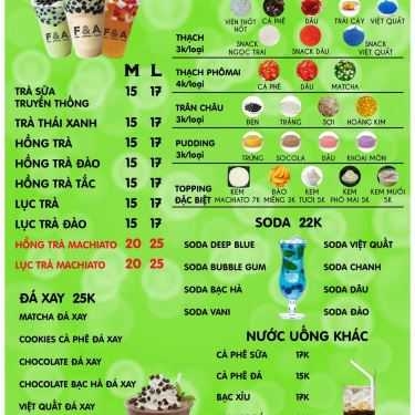 Thực đơn- Cafe Trà Sữa F & A