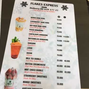 Thực đơn- Cafe Trà Sữa Flakes Express