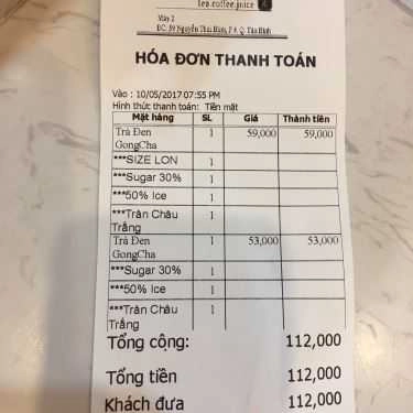 Tổng hợp- Cafe Trà Sữa Gong Cha - 貢茶 - Nguyễn Thái Bình