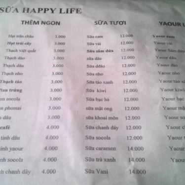 Thực đơn- Ăn vặt Trà Sữa Happy Life - Phan Văn Trị