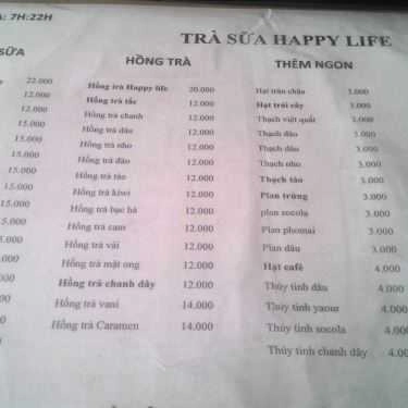 Thực đơn- Ăn vặt Trà Sữa Happy Life - Phan Văn Trị