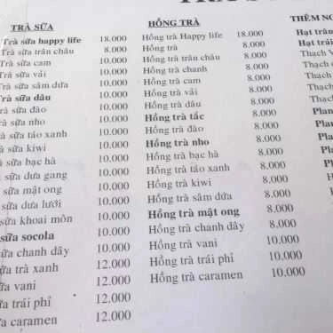 Thực đơn- Cafe Trà Sữa Happy Life - Phan Huy Ích