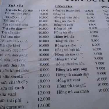 Thực đơn- Cafe Trà Sữa Happylife