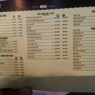 Thực đơn- Cafe Trà Sữa Heachi