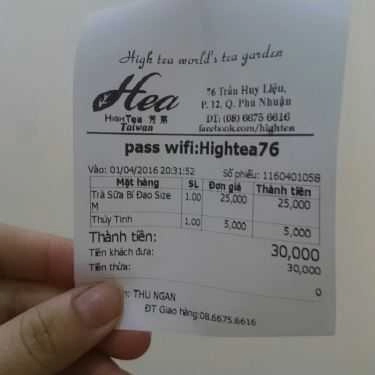 Thực đơn- Cafe Trà Sữa High Tea - Trần Huy Liệu