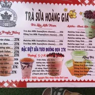 Thực đơn- Cafe Trà Sữa Hoàng Gia - Đường Số 17A