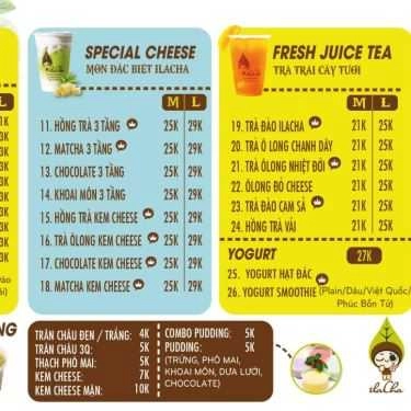 Thực đơn- Cafe Trà Sữa Ilacha - Lê Trọng Tấn