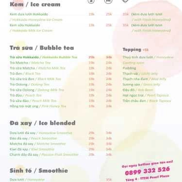Thực đơn- Cafe Trà Sữa & Kem Hokkaido Square - Pearl Plaza