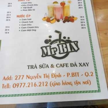 Thực đơn- Cafe Trà Sữa Mr Bin