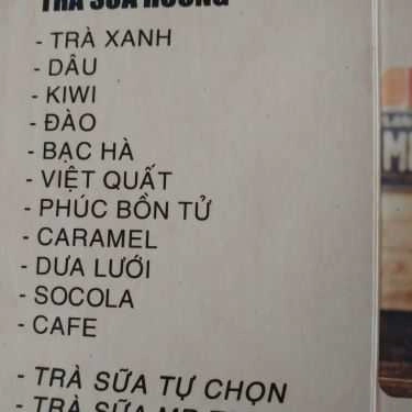 Thực đơn- Cafe Trà Sữa Mr Tea - Lê Quý Đôn