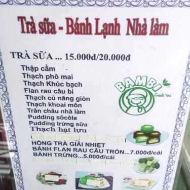 Thực đơn- Cafe Trà Sữa Nhà Làm Bambi