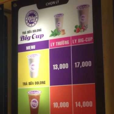 Thực đơn- Cafe Trà sữa Big Cup - Đặng Văn Bi