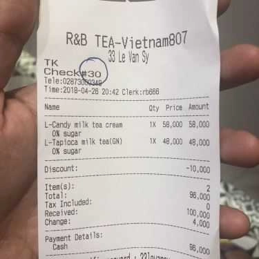 Tổng hợp- Cafe Trà Sữa R&B Tea - Lê Văn Sỹ