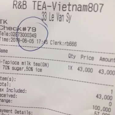 Thực đơn- Cafe Trà Sữa R&B Tea - Lê Văn Sỹ