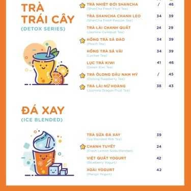 Thực đơn- Cafe Trà Sữa Shancha
