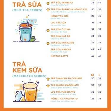Thực đơn- Cafe Trà Sữa Shancha
