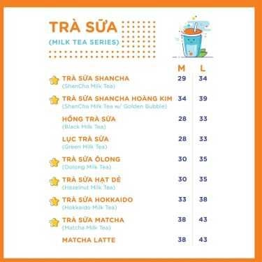 Thực đơn- Cafe Trà Sữa Shancha