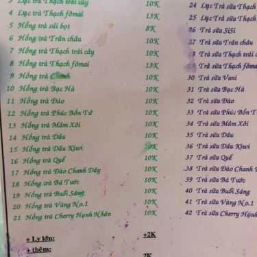Thực đơn- Ăn vặt Trà Sữa SiSi