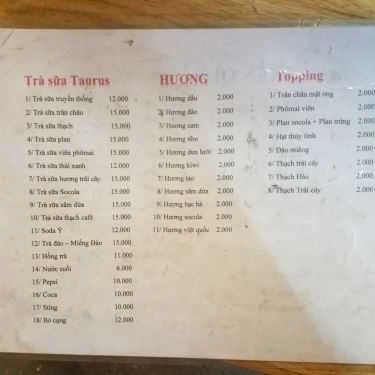 Thực đơn- Cafe Trà Sữa Taurus