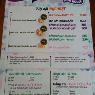 Thực đơn- Ăn vặt Trà Sữa Teen House