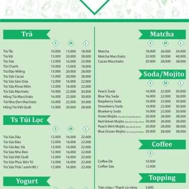 Thực đơn- Cafe Trà Sữa The