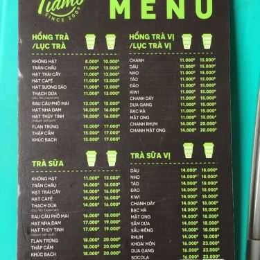 Thực đơn- Cafe Trà Sữa Tiamo
