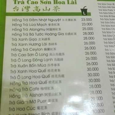 Thực đơn- Cafe Trà Sữa Tiên Hưởng - 233 Cách Mạng Tháng 8