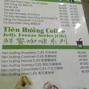 Thực đơn- Cafe Trà Sữa Tiên Hưởng - 233 Cách Mạng Tháng 8