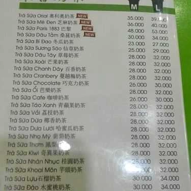 Thực đơn- Cafe Trà Sữa Tiên Hưởng - 233 Cách Mạng Tháng 8