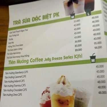 Thực đơn- Cafe Trà Sữa Tiên Hưởng Cotcha - Cách Mạng Tháng 8