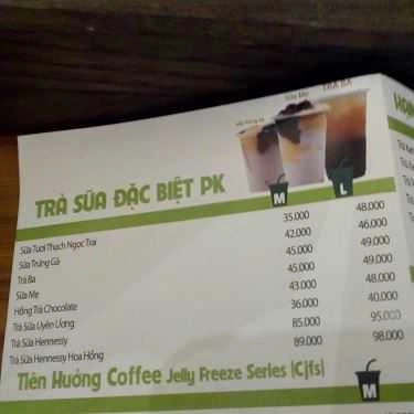 Thực đơn- Cafe Trà Sữa Tiên Hưởng Cotcha - Cách Mạng Tháng 8