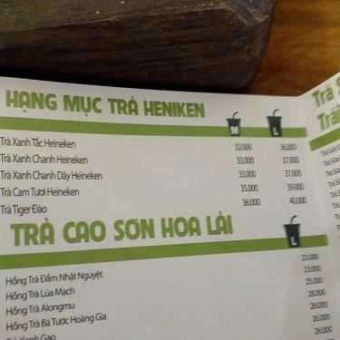 Thực đơn- Cafe Trà Sữa Tiên Hưởng Cotcha - Cách Mạng Tháng 8