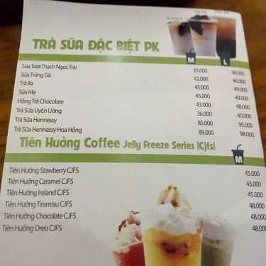 Thực đơn- Cafe Trà Sữa Tiên Hưởng Cotcha - Cách Mạng Tháng 8